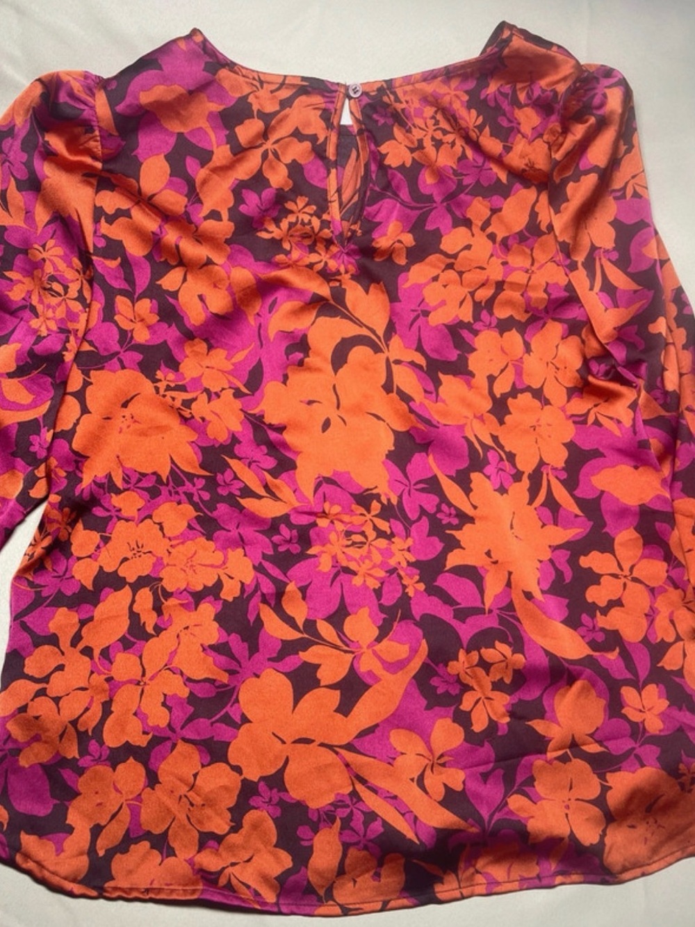 Pleione Orange & Magenta Floral Long-Sleeve Blouse - Picture 5 of 5